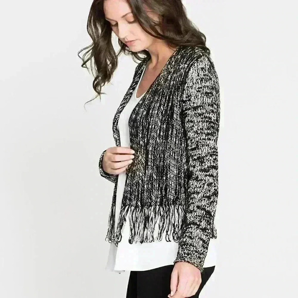 𝅺nic+zoe Fringe Worthy Jacket Black Petite Large - Picture 4 of 13